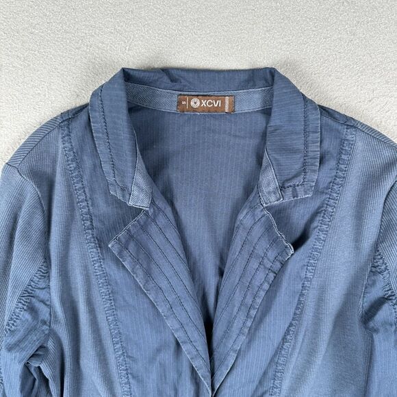 XCVI Jacket Women’s Small Blue Tie Front Collared Long Sleeve - Picture 4 of 16